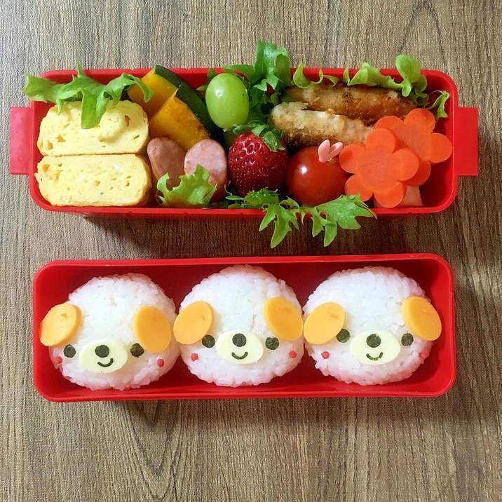 簡単キャラ弁☆ワンちゃんのデコおにぎり♪